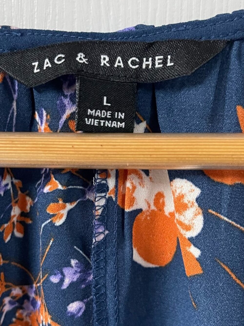 Zac & Rachel Long-Sleeve Navy Floral Blouse with Lavender & Orange Blossoms - Picture 10 of 16